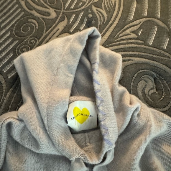 Kerri Rosenthal Smile Pass It On Cashmere Patch Hoodie Sweater size large - Picture 7 of 8